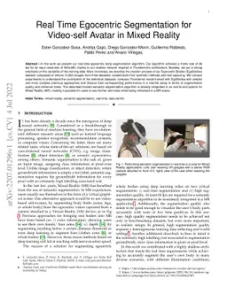 Real Time Egocentric Segmentation for Video-self Avatar in Mixed Reality