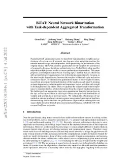 BiTAT: Neural Network Binarization with Task-dependent Aggregated
  Transformation
