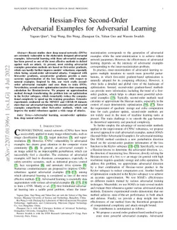 Hessian-Free Second-Order Adversarial Examples for Adversarial Learning