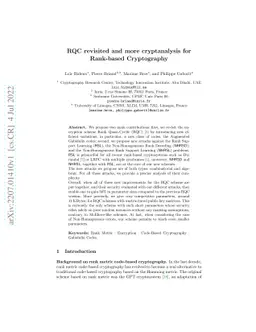RQC revisited and more cryptanalysis for Rank-based Cryptography