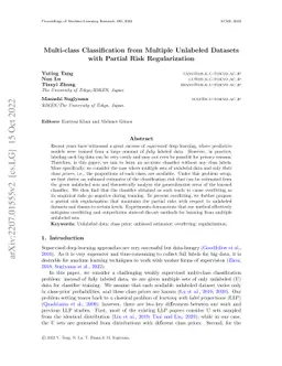 Multi-class Classification from Multiple Unlabeled Datasets with Partial
  Risk Regularization