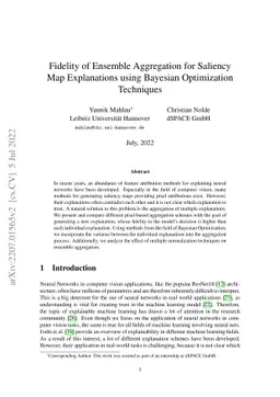 Fidelity of Ensemble Aggregation for Saliency Map Explanations using
  Bayesian Optimization Techniques