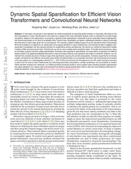 Dynamic Spatial Sparsification for Efficient Vision Transformers and
  Convolutional Neural Networks