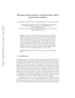 ID-based self-encryption via Hyperledger Fabric based smart contract