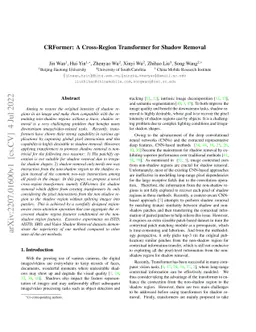 CRFormer: A Cross-Region Transformer for Shadow Removal