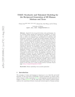 TM2T: Stochastic and Tokenized Modeling for the Reciprocal Generation of
  3D Human Motions and Texts