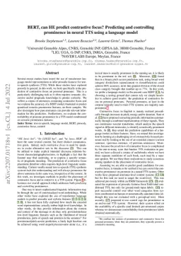 BERT, can HE predict contrastive focus? Predicting and controlling
  prominence in neural TTS using a language model