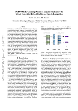 DEFORMER: Coupling Deformed Localized Patterns with Global Context for Robust End-to-end Speech Recognition