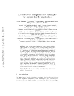 Anomaly-aware multiple instance learning for rare anemia disorder
  classification