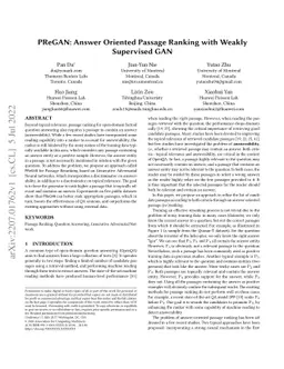 PReGAN: Answer Oriented Passage Ranking with Weakly Supervised GAN