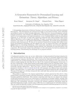 A Generative Framework for Personalized Learning and Estimation: Theory,
  Algorithms, and Privacy