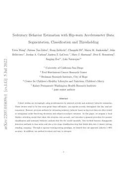 Sedentary Behavior Estimation with Hip-worn Accelerometer Data:
  Segmentation, Classification and Thresholding