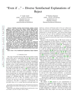 "Even if ..." -- Diverse Semifactual Explanations of Reject