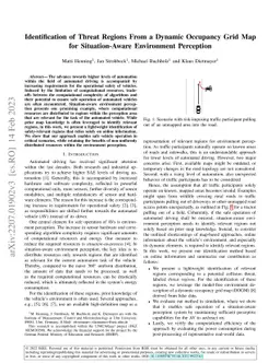 Identification of Threat Regions From a Dynamic Occupancy Grid Map for
  Situation-Aware Environment Perception