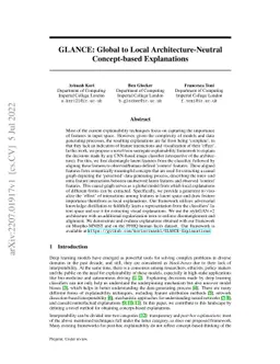 GLANCE: Global to Local Architecture-Neutral Concept-based Explanations