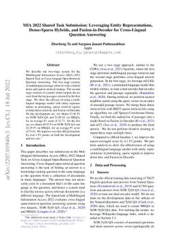 MIA 2022 Shared Task Submission: Leveraging Entity Representations,
  Dense-Sparse Hybrids, and Fusion-in-Decoder for Cross-Lingual Question
  Answering