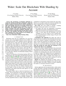 Wider: Scale Out Blockchain With Sharding by Account