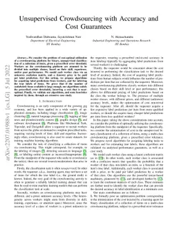 Unsupervised Crowdsourcing with Accuracy and Cost Guarantees