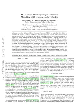 Data-driven Steering Torque Behaviour Modelling with Hidden Markov
  Models