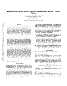 Conflicting Interactions Among Protection Mechanisms for Machine
  Learning Models