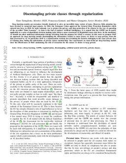 Disentangling private classes through regularization
