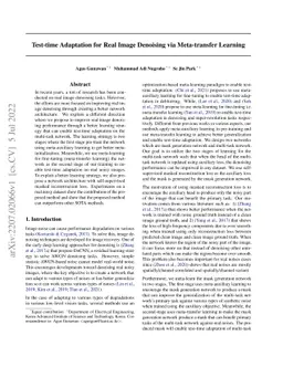 Test-time Adaptation for Real Image Denoising via Meta-transfer Learning