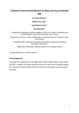 A Densely Interconnected Network for Deep Learning Accelerated MRI