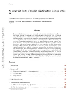 An Empirical Study of Implicit Regularization in Deep Offline RL
