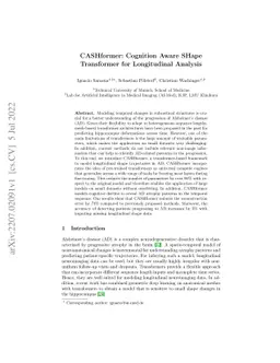 CASHformer: Cognition Aware SHape Transformer for Longitudinal Analysis