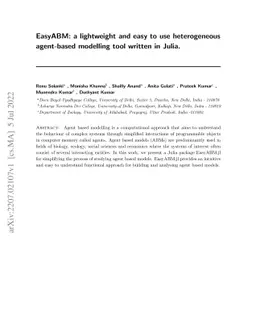 EasyABM: a lightweight and easy to use heterogeneous agent-based
  modelling tool written in Julia