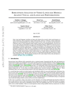 Robustness Analysis of Video-Language Models Against Visual and Language
  Perturbations