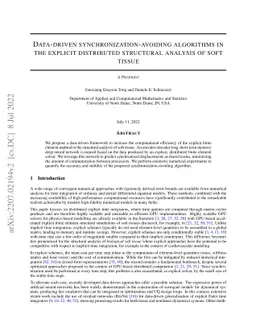 Data-driven synchronization-avoiding algorithms in the explicit
  distributed structural analysis of soft tissue