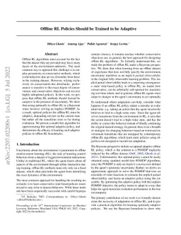 Offline RL Policies Should be Trained to be Adaptive