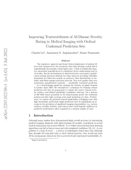 Improving Trustworthiness of AI Disease Severity Rating in Medical
  Imaging with Ordinal Conformal Prediction Sets