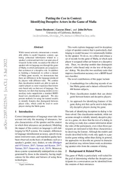 Putting the Con in Context: Identifying Deceptive Actors in the Game of
  Mafia