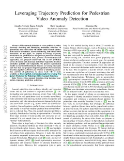 Leveraging Trajectory Prediction for Pedestrian Video Anomaly Detection