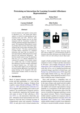 Pretraining on Interactions for Learning Grounded Affordance
  Representations