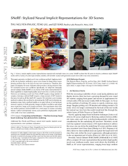 SNeRF: Stylized Neural Implicit Representations for 3D Scenes