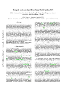 Compute Cost Amortized Transformer for Streaming ASR