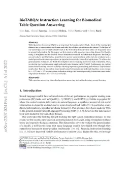 BioTABQA: Instruction Learning for Biomedical Table Question Answering