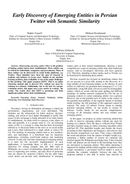 Early Discovery of Emerging Entities in Persian Twitter with Semantic
  Similarity