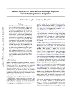 Ordinal Regression via Binary Preference vs Simple Regression:
  Statistical and Experimental Perspectives