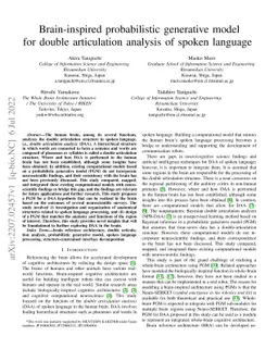 Brain-inspired probabilistic generative model for double articulation
  analysis of spoken language