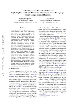 Gender Biases and Where to Find Them: Exploring Gender Bias in
  Pre-Trained Transformer-based Language Models Using Movement Pruning