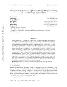 Unsupervised Domain Adaptation through Shape Modeling for Medical Image
  Segmentation