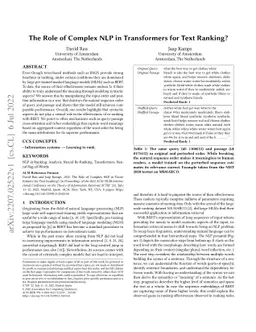 The Role of Complex NLP in Transformers for Text Ranking?