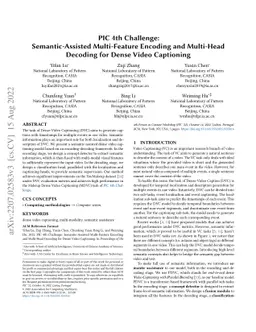 PIC 4th Challenge: Semantic-Assisted Multi-Feature Encoding and
  Multi-Head Decoding for Dense Video Captioning