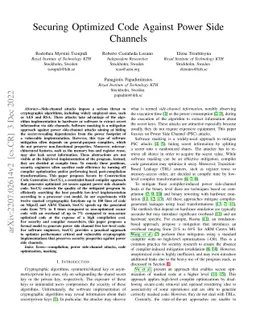 Securing Optimized Code Against Power Side Channels