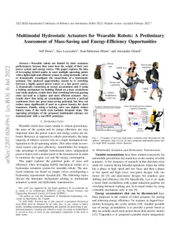 Multimodal Hydrostatic Actuators for Wearable Robots: A Preliminary
  Assessment of Mass-Saving and Energy-Efficiency Opportunities