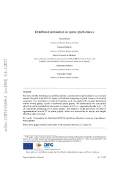 Distributed domination on sparse graph classes